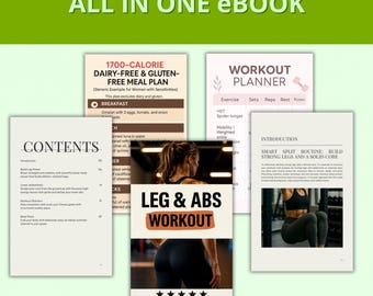 Plan de entrenamiento de piernas para mujeres hombres/ programa de ejercicios para abdominales / salud y bienestar/ planificador/ verano