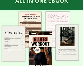 Plan de entrenamiento de glúteos para mujeres hombres/ programa de ejercicios para glúteos/ salud y bienestar/ verano/ planificador/ dieta