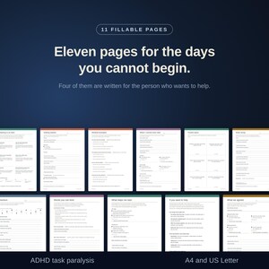 ADHD Task Paralysis Workbook, Executive Function Printable, Task Initiation Worksheets, Getting Started Kit, Fillable PDF
