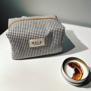 Schminktasche - Gingham Stoff - Baumwolltasche - Reißverschluss und Chic - Kosmetiktasche - Makeup Organizer - Weihnachtsgeschenk - Handgemacht - Reisetasche