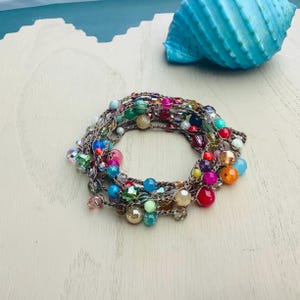 Multi colour gemstone and crystal extra extra necklace or bracelet