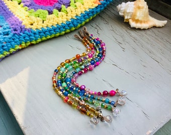 Gemstone and crystal ombré and rainbow bracelets