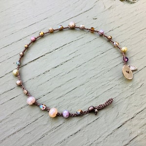 Pearl nugget crocheted anklet