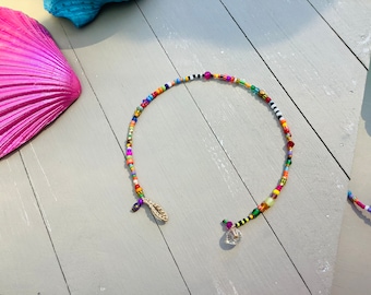 Rio petite tiny beads colourful glass anklets, minimalist, metal free