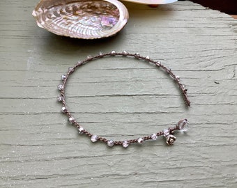 Silver lining crocheted anklet