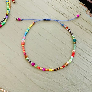 Colorful Beaded Bracelet: Adjustable Delica Glass Beads