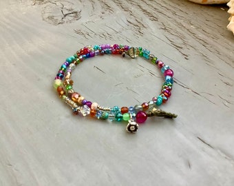Colorful gemstone crystal bracelet