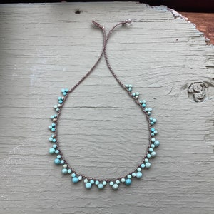 Turquoise Crocheted lace necklace immagine 6