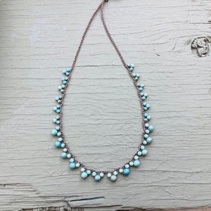 Turquoise Crocheted lace necklace immagine 2