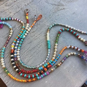 Rio colourful beaded anklet, natural boho metal free jewelry