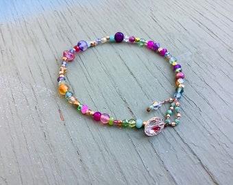 Colorful gemstone crystal bracelet