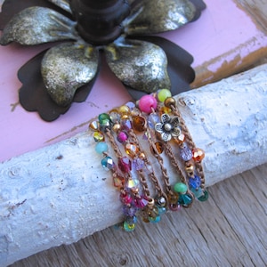 Pulsera o collar con estampado de pradera mística, joyería bohemia de estilo natural.