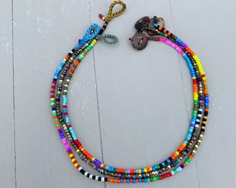 Toho petite beaded anklet, natural boho metal free jewelry
