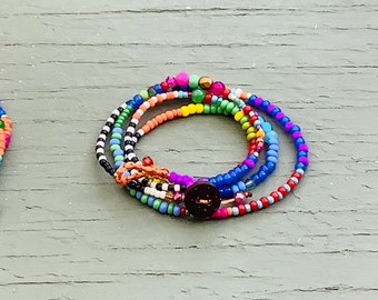 Rio colourful beaded 3X wrap bracelets or necklace
