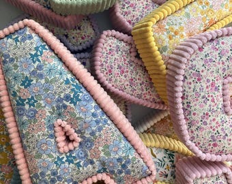 Floral and Corduroy Fabric Letters for wall or shelf decor | nursery, baby shower gift, girl's decor, kid's bedroom, baby name, initial