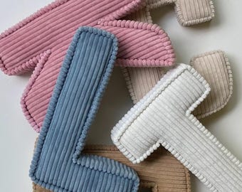 Corduroy Fabric Letters for wall or shelf decor | nursery, baby shower gift, girl's and boy's decor, kid's bedroom, new baby name, initial