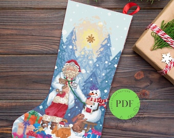 Doctor Santa Christmas Stocking Cross Stitch Pattern (Instant PDF Download), Unique Medicine Christmas Decoration, Cute Doctor Nurse Gift