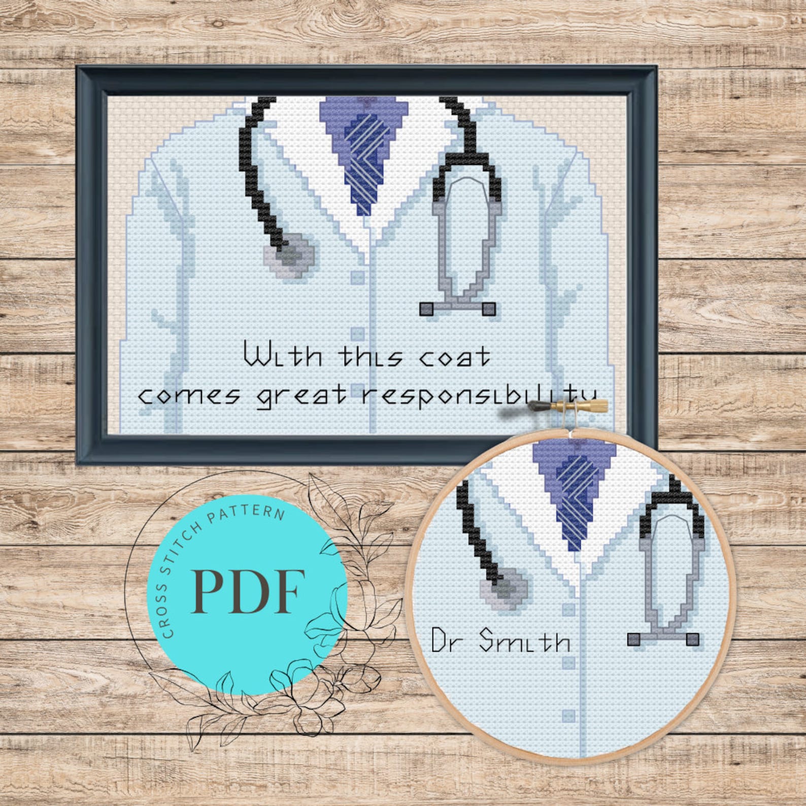 Doctor Patterns Simple Doctor’s White Coat Mini Cross Stitch Pattern (instant PDF Download ...