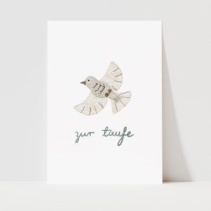 Glückwunschkarte zur Taufe | Postkarte Taufe | Taufgeschenk Vogel | Taufkarte Aquarell