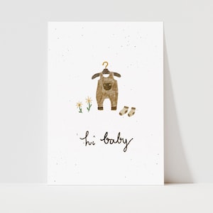 Postkarte "Hi Baby" | Geburt | Babyparty | Grußkarte zur Geburt | Willkommengeschenk Baby | handgemalt und schlicht