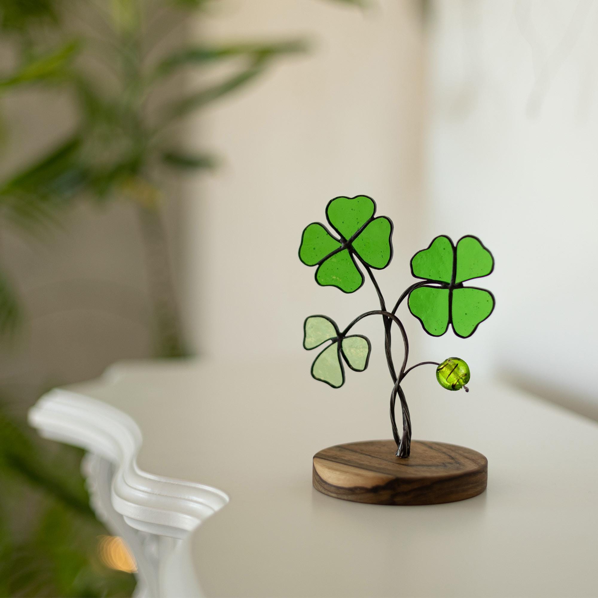 Stained Glass Four Leaf Clover, Table Decor Suncatcher, Lucky Shamrock, Suncatcher, Stained Glass Art, Custom stained glass, st patricks day