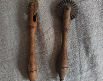 Antique French Wooden Pastry Cutters (2)   Dough cutters