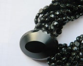 French jet necklace 10 strands - Mourning 19th - Black Faceted Glass Jewelry