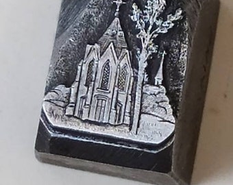 Antique printing block  Chapel and