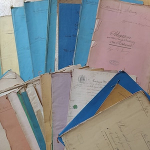 Antiek Frans officieel juridisch papier jaren 1850 / 1860 - Franse ephemera - collage - scrapbooking Papieren zijn oude exemplaren die met de hand zijn geschreven