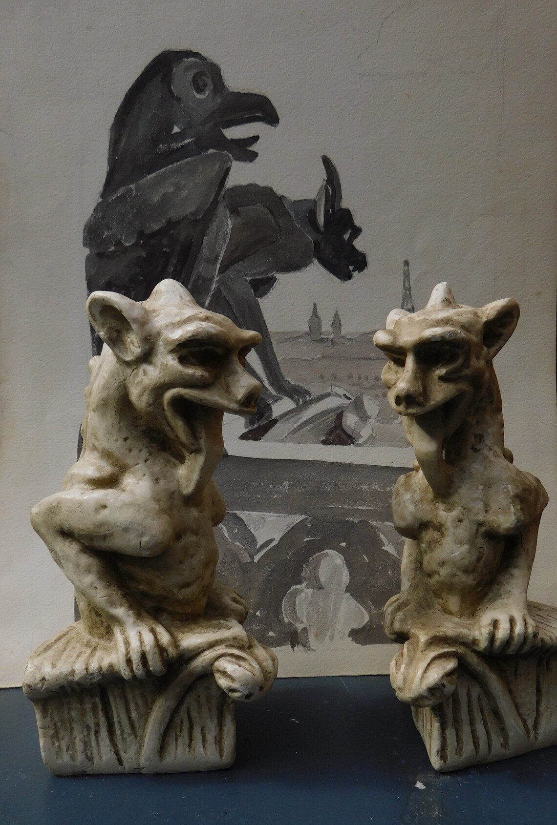 Gargoyles French Gargoyles of NotreDame of Paris Plaster Etsy
