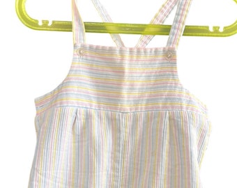 Vintage 60s Toddler Pastel Candy Striped Overalls Coveralls 12- 18 months