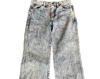 Vintage Junior 80s 90s Splatter Paint Acid Wash Jeans - VTG 16 Reg 26 x 27