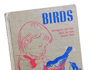 1958 Vintage Birds by Jane Werner Watson - Illustrated by Eloise Wilkin - Giant Little Golden Book  - Goldencraft Library Binding