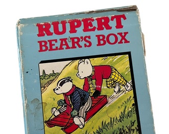 Vintage 1984 Rupert Bear's Box Set - Three Small Books - Rubert and the Dragon Race-Rupert and the Snow Puzzle - Rupert and the Capricorn