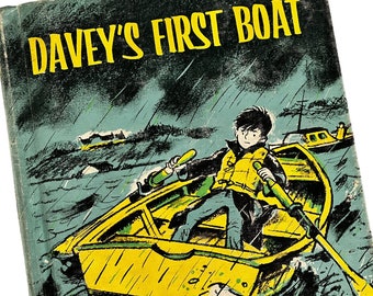 Vintage 1963 Davey's First Boat - written and illustrated by Leonard Shortall - Morrow Eagle Library Edition