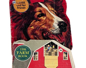 Two Vintage Golden Shape Books - The Farm Book - By Jan Pfloog / Lassie and Her Friends - by Cecily Ruth Hogan - Pictures by Larry Harris