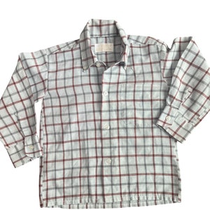 Vintage 60s Little Boy Brent Plaid Striped Button Down Dress Shirt 3T 4T