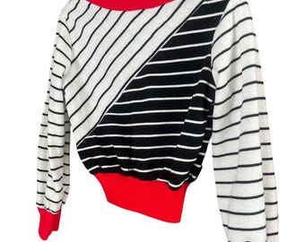 Vintage meisjes jaren 80 abstract gestreept sweatshirt 4T