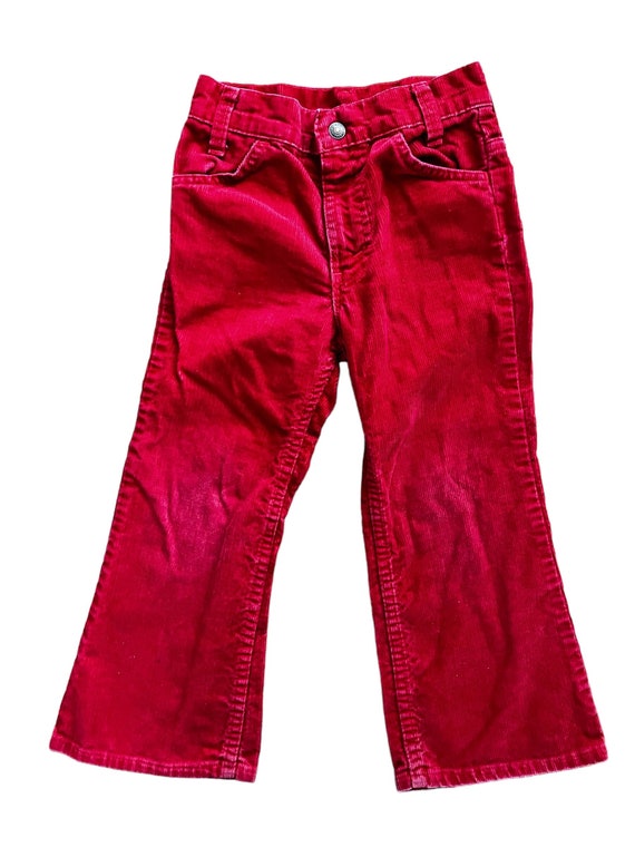 Vintage 70s Levi's Kids Red Corduroy Flare Pants -