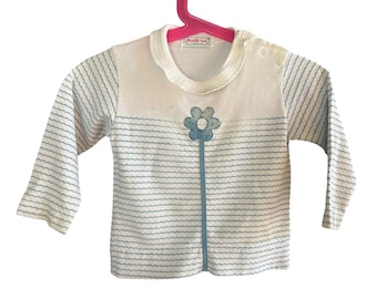 Vintage 70er Jahre Gesundheit-Tex Kleinkind-Hemd: Blumen-Streifen, Gr. 2T