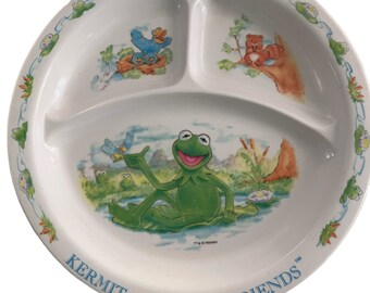 Vintage 90s Eden Kermit the Frog and Friends Divided Toddler Plate Dish