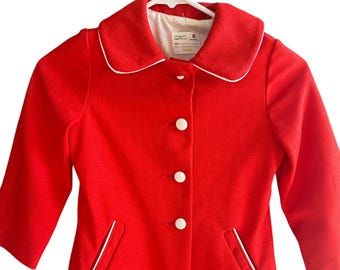 Vintage jaren 80 Sears Girls rode jurk met witte knopen en biezen 4T 5T