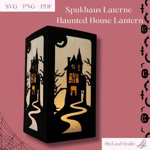 Haunted House Lantern - Digital File - Instant Download, Craft, Fall Decoration, Halloween Decoration, Halloween Cutting File, SVG, PNG, PDF
