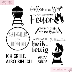 Plotterdatei - Grillen, Grillmeister, Barbecue, BBQ, Grillfeier, Grillfete, SVG, PNG, deutsch,
