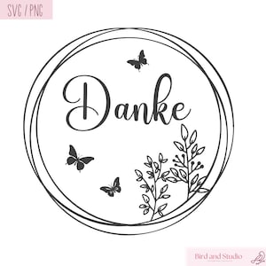 Plotterdatei - Danke, Kreis, Schmetterlinge, bedanken, Danke sagen, SVG, plotten, Geschenk, Karte