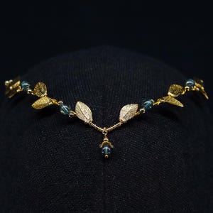 Elven Tiara with Glass Pearls - Handmade Hairpiece Aria - For Fantasy Weddings and Elven Cosplay - Wreath Headband Elf Gold Tiara Crown