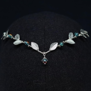 Elven Tiara with Glass Pearls - Handmade Hairpiece Aria - For Fantasy Weddings and Elven Cosplay - Wreath Headband Elf Silver Tiara Crown