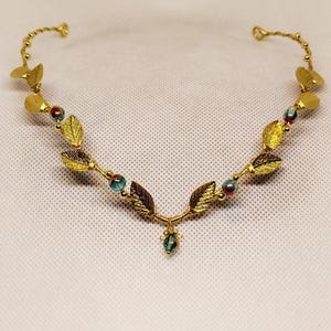 Elven Tiara with Glass Pearls - Handmade Hairpiece Aria - For Fantasy Weddings and Elven Cosplay - Wreath Headband Elf Gold Tiara Crown