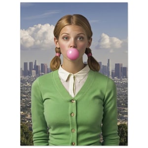 Poster Miss Bubble – Stampa su carta – 5 dimensioni tra cui scegliere – Arte murale retrò per donne – Poster decorativo Pop Art