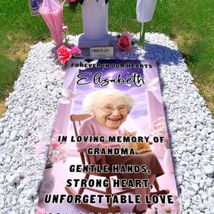 Personalized Photo Memorial Grave Cover,Custom Memorial Grave Blanket for Grandma,Editable Memorial Grave Blanket,Memorial Gift,Funeral Gift